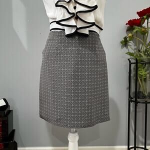 NEW Ann Taylor Silk Classic Tailored Two Tone Contrast A-Line Work Knee Skirt 8P